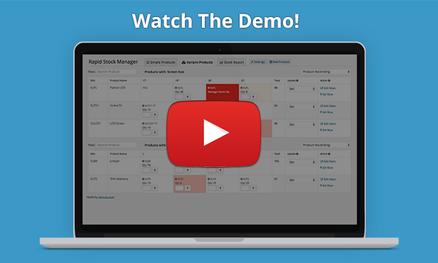 rapid stock manager - update simple and variants stock in seconds