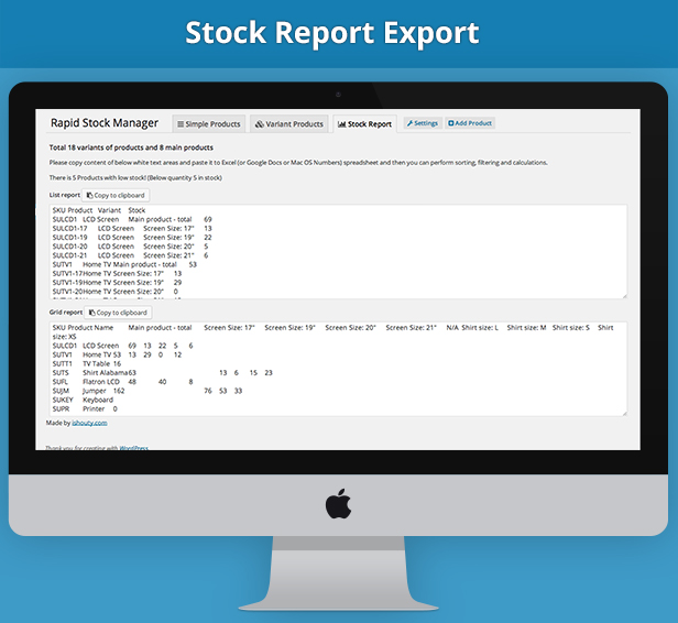 Stock report - Rapid Stock Manager - update simple and variants stock in seconds and manage Stock Audit